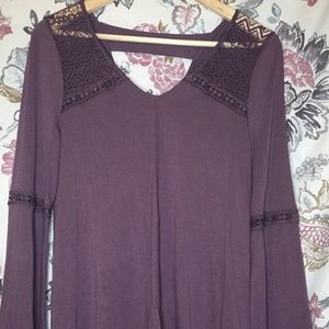 Purple Boho Shirt w/Lace